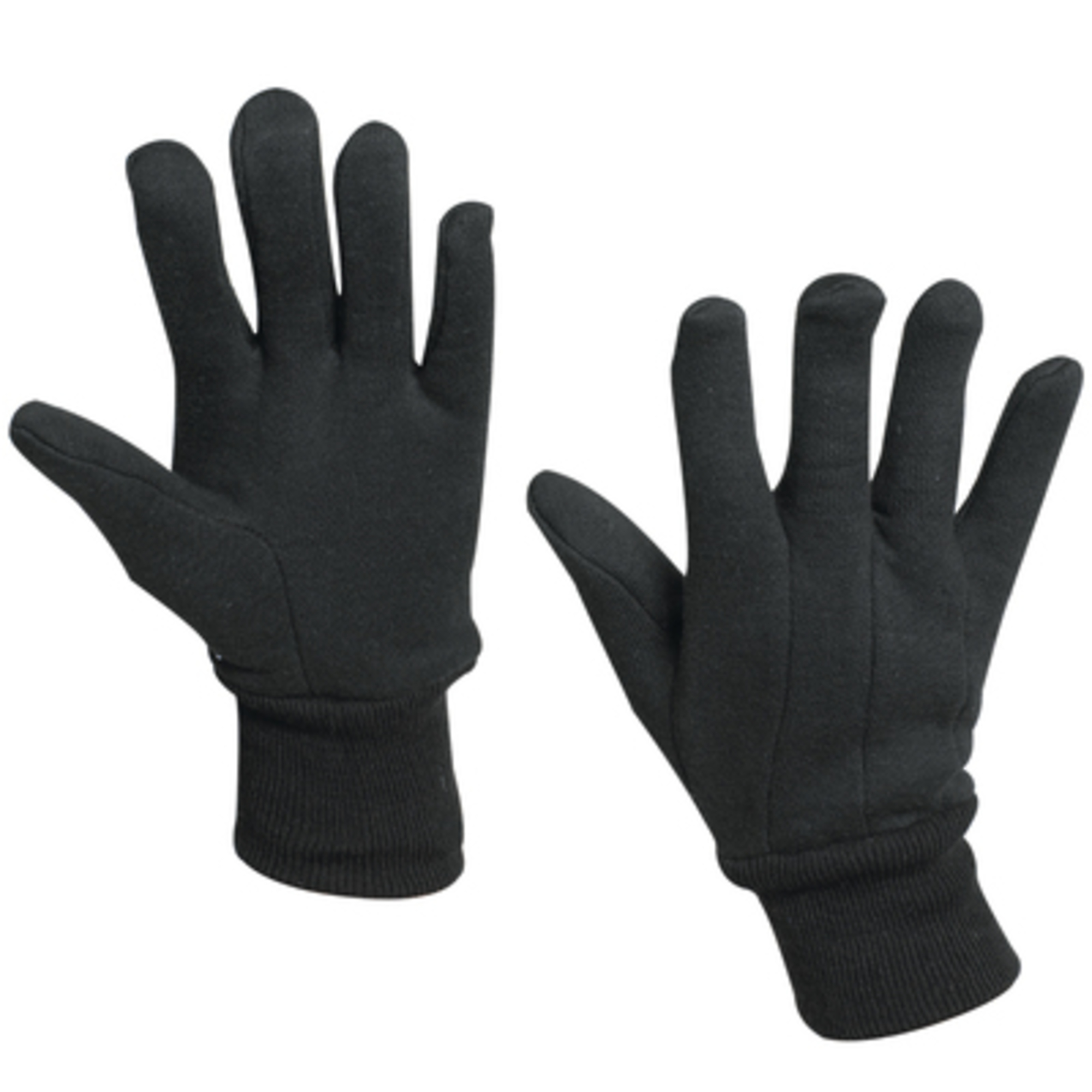 Stock Packaging 100% Jersey Cotton Gloves — Large, Black, 12 Pcs, Model# GLV1012L
